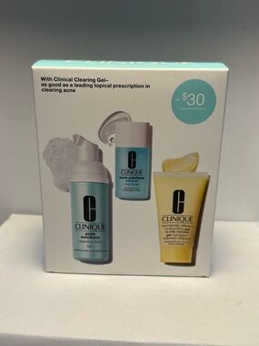 Clinique Acne Solutions Skin School Kit 3 Pc Set Cleanser Gel Moisturizer New